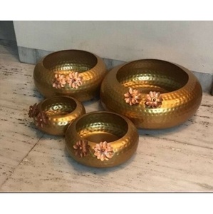 Urli Diya poli doré de fabrication indienne pour la décoration et le mariage Urli pour Diwali cadeaux et décoration au prix de gros bon marché - Product Image 6