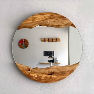 Élégant américain rétro bois salle de bain grand mur suspendu dressing hôtel toilette bassin motif cadre en bois miroir - Product Image 2