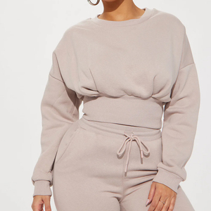 Ensemble de survêtement décontracté pour femme, sweat-shirt court et pantalon, sweat-shirt à fermeture éclair en polaire chaud et pantalon de jogging, survêtement confortable - Product Image 5