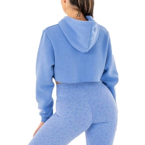 Mode décontracté lâche couleur unie haut court à capuche plaine grande taille surdimensionné coton recadrée best-seller nouveau Design - Product Image 5