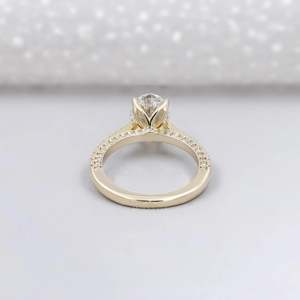 IGI Certified Lab Grown Round <b>Diamond</b> Engagement <b>Ring</b> Yellow Gold with Pave Band Oval Cut Beautiful <b>Diamond</b> <b>Rings</b> - Product Image 4
