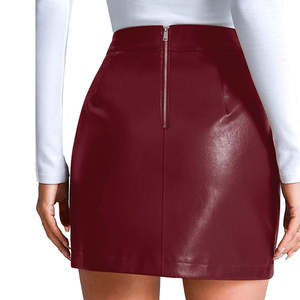 Vente flash Jupes en cuir véritable 100% cuir de haute qualité Jupe en cuir pour femme avec boucle Jupe en cuir pour soirée - Product Image 2