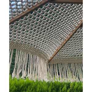 Parasol de plage en macramé style bohème chic avec bordure en bois, auvent au crochet, protection solaire extérieure pour cour et salle de sport - Product Image 2