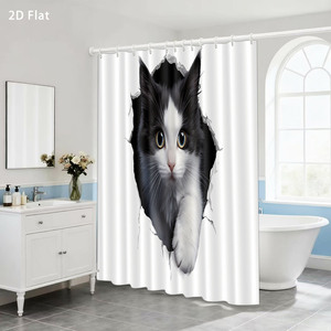 Custom Printed Waterproof Shower Shower <b>Curtain</b> for Bathroom Waterproof Polyester <b>with</b> <b>Hooks</b> - Product Image 1