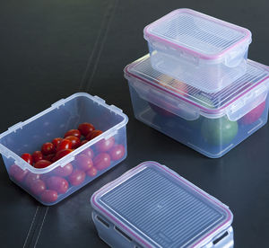 Ensemble de rangement pour réfrigérateur 3 pièces en plastique hermétique sans BPA, récipients de stockage carrés pour garde-manger de cuisine, en plastique pour aliments frais, déjeuner - Product Image 5