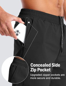 Pantalones cortos de malla atléticos personalizados Forro de compresión Bolsillo para teléfono Transpirable Secado rápido Cierre de cordón 100% Poliéster Estilo deportivo - Product Image 2