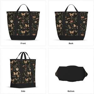 Sac isotherme réutilisable vintage tendance, écologique, robuste, avec bandoulière, grande capacité, en tissu Oxford, pour courses et repas - Product Image 2