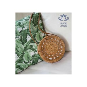 Bolsa de ratán ecológica de LOTO AZUL Tamaño personalizado 18cm de diámetro con decoración de cadenas-Precio bajo de Vietnam - Product Image 3