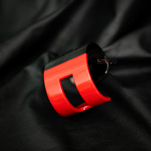 Meilleur vendeur BIXGO Bracelet en corne de buffle en forme de C laqué rouge de qualité supérieure Gravure de la lettre H Fait à la main Style bohème vietnamien Cadeau - Product Image 3