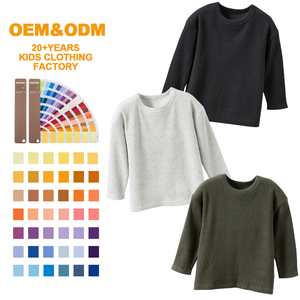 T-shirt per Bambini in Cotone <span class=keywords><strong>di</strong></span> Bambù, Magliette Waffle per Bambini, T-shirt in Maglia Organica per Ragazzi, Top Personalizzati per Bambini, <span class=keywords><strong>Abbigliamento</strong></span> Sostenibile per Bambini - Product Image 1