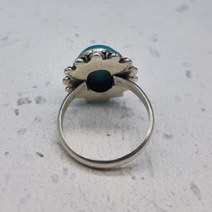 Bague en argent sterling 925 bohème turquoise avec pierres précieuses, bijoux de déclaration de conception personnalisée pour femmes pour les mariages et les fêtes - Product Image 3