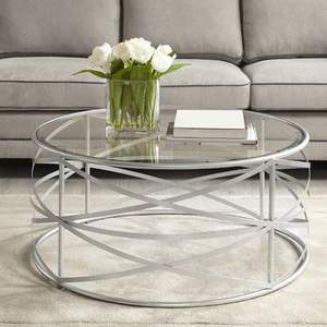 Mesa de centro de metal con tapa de cristal adecuada para decoradores de interiores que buscan una pieza que eleve el aspecto de cualquier sala de estar - Product Image 3