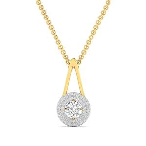 Dainty Round Cut Diamond Halo Solitaire Pendant 0.50 Ct F Color VS Clarity Lab Grown Diamond <b>In</b> 14K Gold Daily Wear Gift - Product Image 1