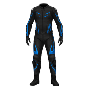 Mono de Motociclismo de Cuero para Hombre, Forro Azul, Piel de Vaca/Canguro, MotoCP, 1 Pieza, Traje de Carreras de Cuero para Motocicleta, con Protecciones de Nivel 2 CE - Product Image 1