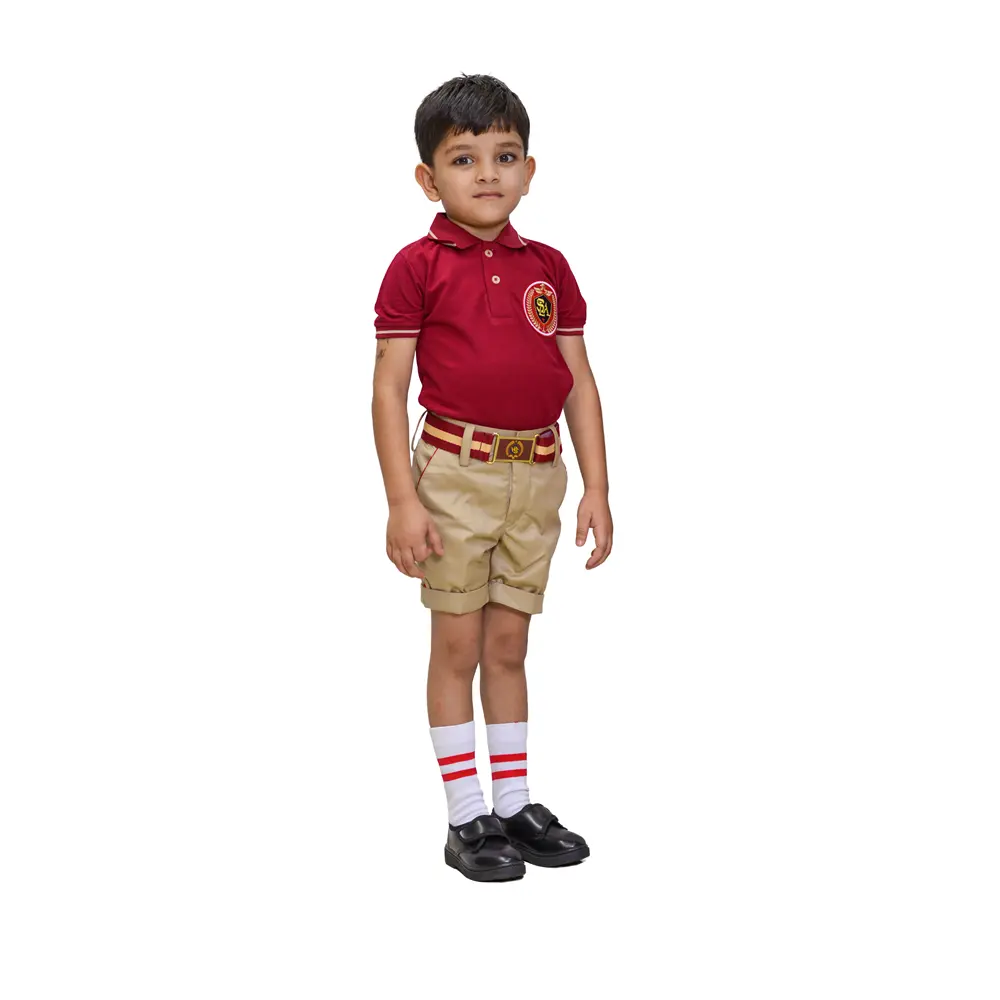 Uniforme escolar personalizado OEM com vestido de meninos e meninas tecido de algodão macio feito de marca própria para venda