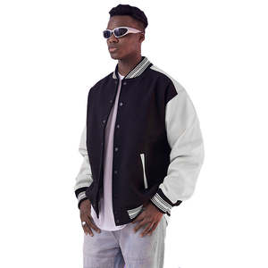 Blouson bombardier de baseball universitaire élégant pour hommes noir blanc décontracté Streetwear College Letterman vêtements d'extérieur pour les sports d'automne et d'hiver - Product Image 2