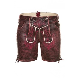 Shorts en cuir de vachette premium faits sur mesure, style bavarois traditionnel, brodés, pour l'Oktoberfest, type Lederhosen, coupe mi-haute - Product Image 1