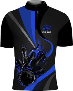 Maillots de bowling respirants et écologiques à col zippé avec graphiques sublimés personnalisés, service OEM pour clubs et ligues - Product Image 5