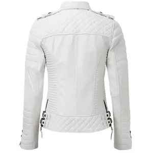 Veste en cuir pour femmes, nouvelle tendance, taille personnalisée, cuir véritable, Logo imprimé personnalisé, manches longues, fermeture éclair inférieure - Product Image 6