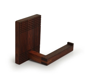 Distributeur de rouleau de papier hygiénique artisanal à cadre à carreaux porte-papier hygiénique mural en bois de sheesham pour salle de bain - Product Image 4