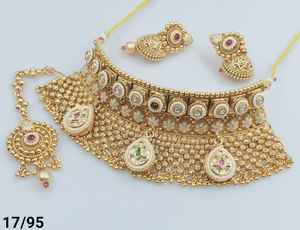 ENSEMBLE DE BIJOUX INDIENS TRADITIONNELS ET À LA MODE EN CUIVRE ENSEMBLE DE BIJOUX DE MARIAGE POUR FEMMES BOUCLES D'OREILLES ET COLLIER - Product Image 2