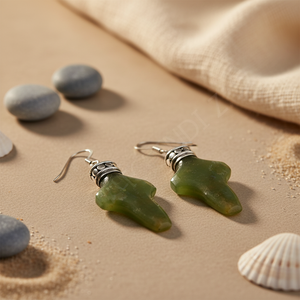 "925 Sterling Silver <b>Fashion</b> Green Jade <b>Drop</b> <b>Earrings</b> for Her" - Product Image 3