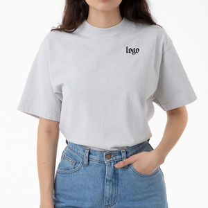 Surdimensionné vierge femmes recadrée t-shirts Vintage délavé à l'acide ras du cou tissu en maille respirant - Product Image 1