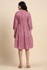 Trendmalls Women's Pure Cotton Midi Formal <b>A</b>-<b>Line</b> Western <b>Dress</b> Flared Pleated Solid <b>Pattern</b> Natural Waistline Breathable - Product Image 4