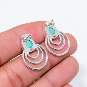 ขายดีพลอยลาริมาร์ธรรมชาติ925สเตอร์ลิงเงินทำด้วยมือต่างหูห้อยต่างหูดีไซน์แบบโบโฮสำหรับผู้หญิงราคาขายส่ง - Product Image 4