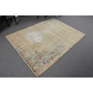 Turkish Vintage Area Rug 4.5x6 ft (138x184 cm), <b>Brown</b> Check Rug - Product Image 4