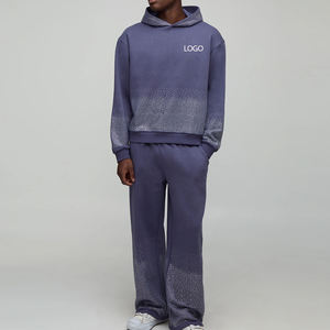 ชุดวอร์มผู้ชายดีไซน์ฮู้ดทันสมัย ประดับด้วยหินเทียม งานประณีต สีพื้น สำหรับฤดูหนาว ราคาถูกสำหรับการสั่งซื้อจำนวนมาก บริการ OEM - Product Image 1