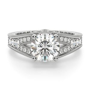 Round Cut Lab Grown Diamond <b>Split</b> Shank Cute Vintage Anniversary <b>Ring</b> for Women - Product Image 3