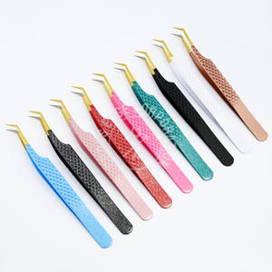 Pince à épiler professionnelle en acier inoxydable pour extensions de cils, noire, droite, semi-courbée, à 45 degrés, pour volume et courbure des cils - Product Image 4