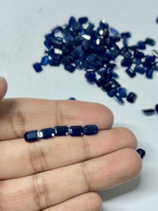 Saphir bleu naturel, forme octogonale, taille radiant, émeraude facettée, pierre précieuse en vrac pour bijoux, certifiée, 2x4 mm à 8x10 mm - Product Image 5