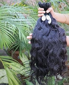 Extensions de cheveux de vague brute Remy indien de haute qualité extrémités dessinées simples Temple trame cheveux de vague de balançoire excellents cheveux de vague noire - Product Image 4