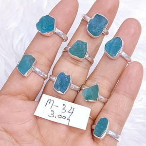 Bagues en argent sterling 925 faites à la main, bagues en apatite brute, forme fantaisie, prix de gros, bijoux - Product Image 2