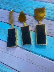 Ensemble de spatules à fromage en acier inoxydable avec finition noire élégante couverts élégants pour la maison de mariage et le service au restaurant - Product Image 4