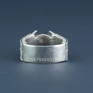 Hip Hop, audaz, elegante y completamente único, anillo de diamantes de moissanita de Plata de Ley 925 con una claridad VVS mejorada - Product Image 4
