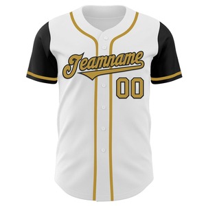 Maillot de baseball bicolore authentique personnalisé blanc vieil or noir - Product Image 2