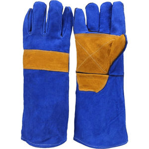 Gants de soudage en cuir de vachette bleu 2025, paume et pouce renforcés, doublure en cuir polaire, antistatiques, résistants à la chaleur, 14 pouces - Product Image 2