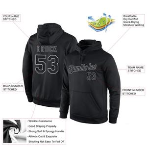 Direct Industry Wholesale 3D Embroidered Custom Stitched <b>Black</b> <b>Black</b>-Gray Sports Pullover <b>Sweatshirt</b> Hoodie - Product Image 2