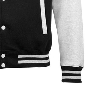 Chaquetas Varsity Clásicas Premium para Hombre, Personalizadas MARUF MFG CO, con Botones a Presión, Estilo Vintage, con Letras, Cuello Alto de Lana, en Blanco y Negro - Product Image 4