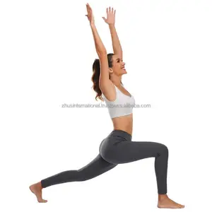Leggings da Yoga di alta qualità su misura per le donne calzamaglia da corsa con controllo della pancia elasticizzata morbida burrosa a vita alta con tasche laterali