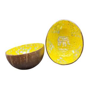 Cuencos de coco lacados de primera calidad, Colección colorida hecha a mano, juego de cuencos decorativos ecológicos de Vietnam - Product Image 4