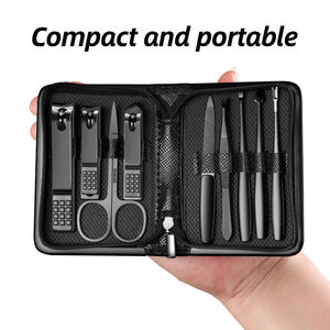 Ensemble professionnel de manucure et pédicure 9 pièces noir en acier inoxydable avec étui en cuir à fermeture éclair 2026 - Product Image 4