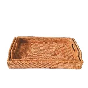 Vietnam rattan rectangular wicker tray handmade serving tray for dining table kitchen and home <b>decoration</b> - Product Image 1