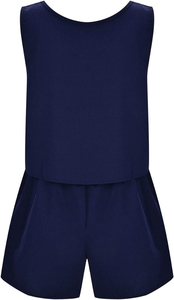 Conjuntos de 2 piezas de verano para mujer, conjuntos de lino y algodón, ajuste holgado, cuello redondo, camisetas sin mangas cortas, conjunto de pantalones cortos elásticos de cintura alta - Product Image 5