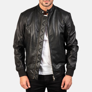 Chaqueta Bomber Personalizable de Cuero Genuino de Oveja para Hombre, con Cuello Alto y Patrón Estampado, para Motocicleta, Chaqueta con Logotipo para Hombre - Product Image 2
