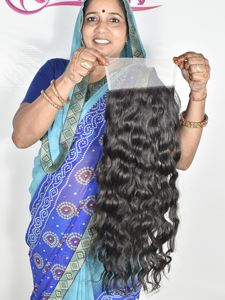 Cheveux humains indiens de qualité supérieure pour coiffure, closure ondulée, soyeuse, douce, brillante, texture naturelle, forte, disponible à la vente - Product Image 6