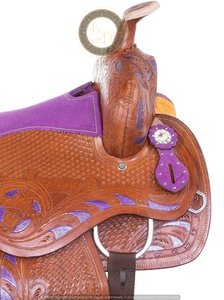 Selle en cuir véritable légère de qualité supérieure fabriquée à la main équipement de performance pour Western Barrel Racing Horse Show Riding Elite Rodeo - Product Image 2